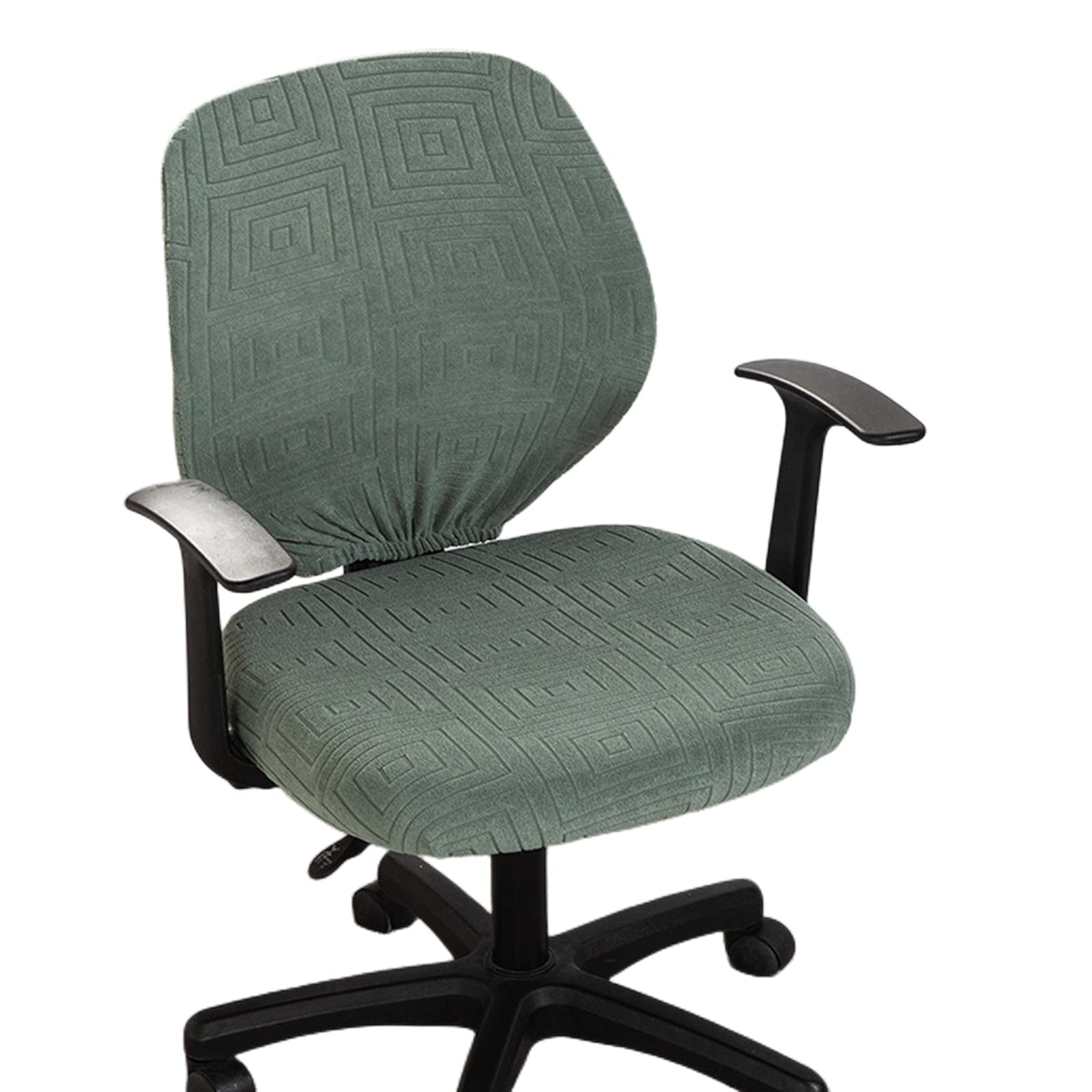 OQHAIR Jacquard elástico Funda de Silla de Oficina Universal Resistente al Agua Funda de Silla de Oficina Funda elástica de 2 Piezas para Silla de computadora de Escritorio -Verde Claro-2