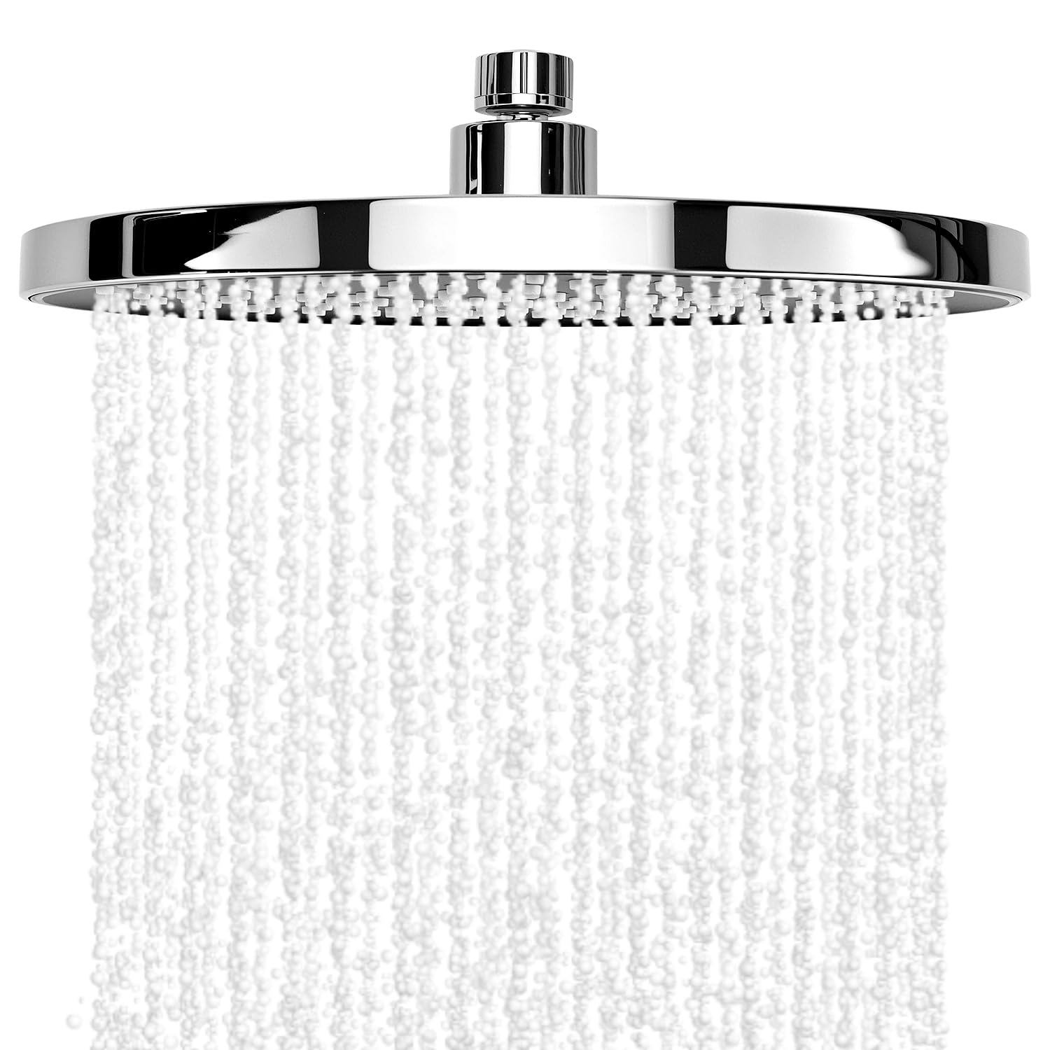QWORK® 10-Inch Rainfall Shower Head, 360° High Pressure Chrome Shower Head, Round Shower Head
