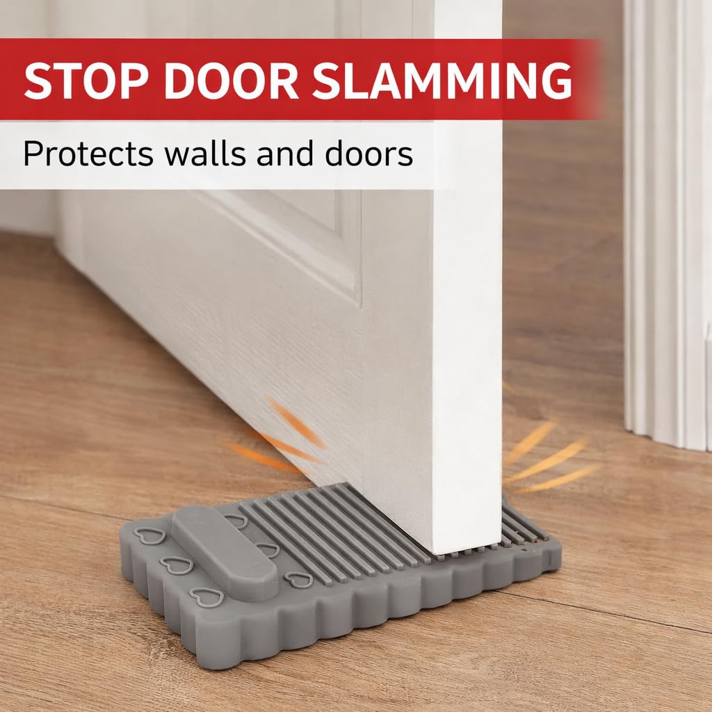 Door Stopper 3pcs Stackable Door Stoppers for Bottom of Door Stoper Bedroom Door Stopper Rubber for Bathroom Home Office Warehouses Classrooms (Grey) — Amazon image 2