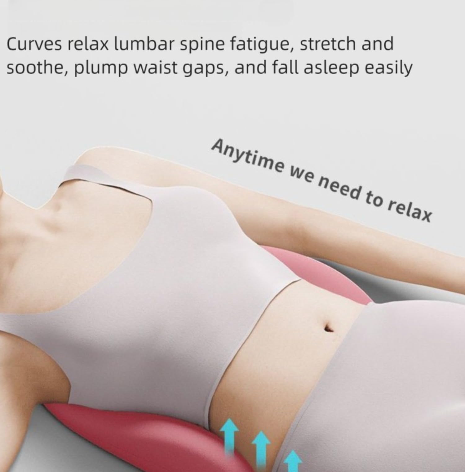 Almohada de apoyo lumbar para cama: cojín para aliviar el dolor de espalda baja para dormir, almohada ergonómica para dormir boca abajo, almohadilla lumbar de espuma viscoelástica para coche, sofá y