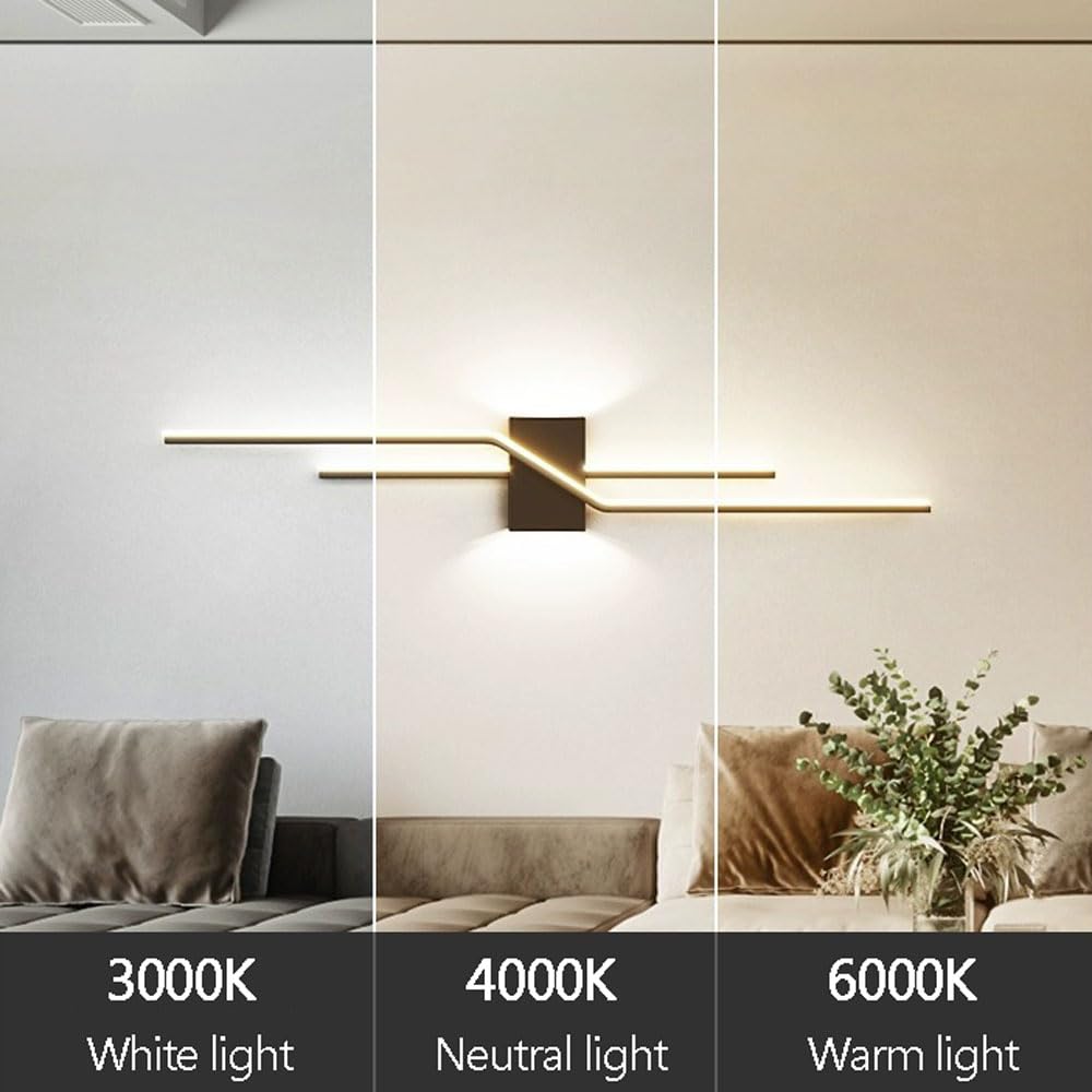 Lampada da Parete Lineare A LED, Apparecchio di Illuminazione A Striscia Lunga per Interni, Applique Dimmerabile/Luce sul Comodino della Camera da Letto, Installazione del Cablaggio Richiesta