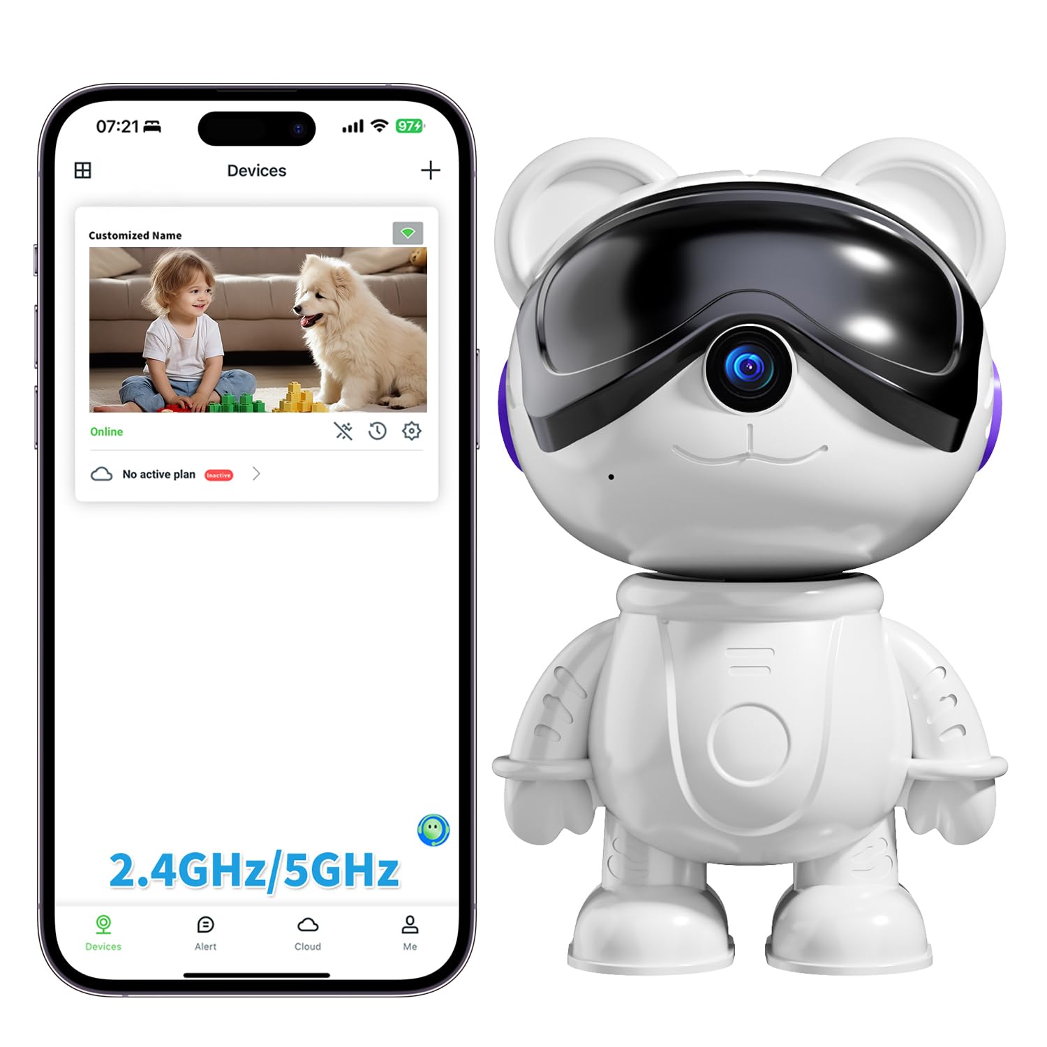 Dzcctvipc-Cute Bear-2K Wireless-Smart Robot-Home Security - Camera,Nanny & Pet Motion Monitor,Baby Cry Detection Alarm,Privacy Mode,5G Dual-Band,