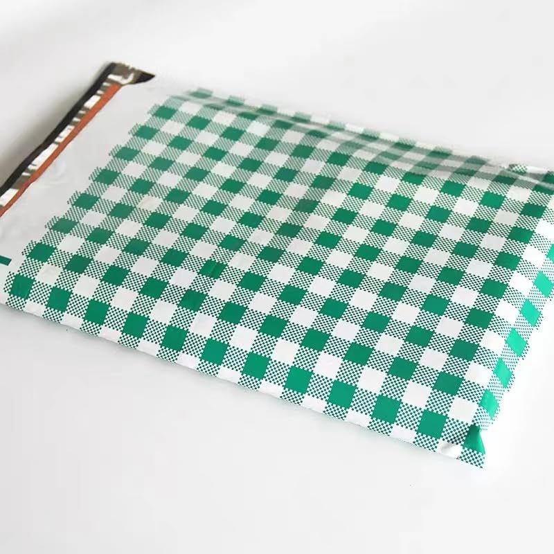 Sacs d‘expédition Sacs de courrier A4 Auto-scellants, 10x13 Pouces, Pochette d'expédition Express, enveloppe en Poly, Sac d'expédition, 50 pièces (Color : 25x33x4CMGreen Plaid)