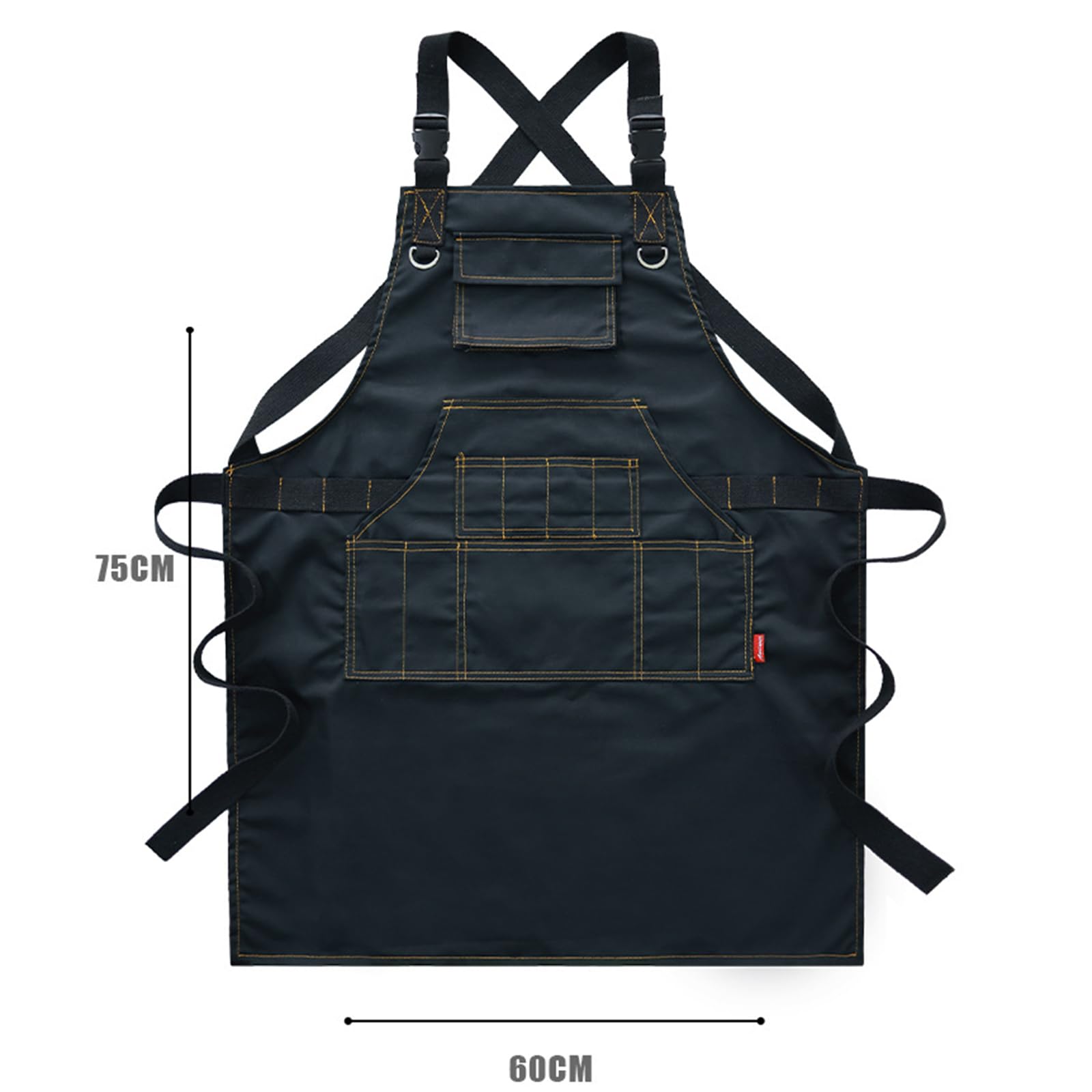 Delantal de Mezclilla con Bolsillos, Ajustable, Ligero, para cocinar, alfarería, jardinería y repostería. Gris, Talla única (Negro, Talla única).