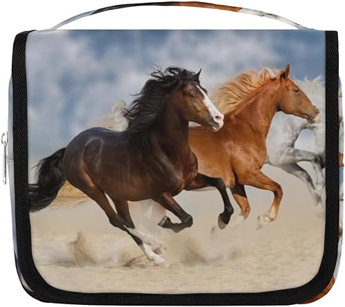 Neceser de viaje colgante para mujeres y hombres, bolsa de maquillaje portátil para cosméticos, organizador de viaje para accesorios, Caballo