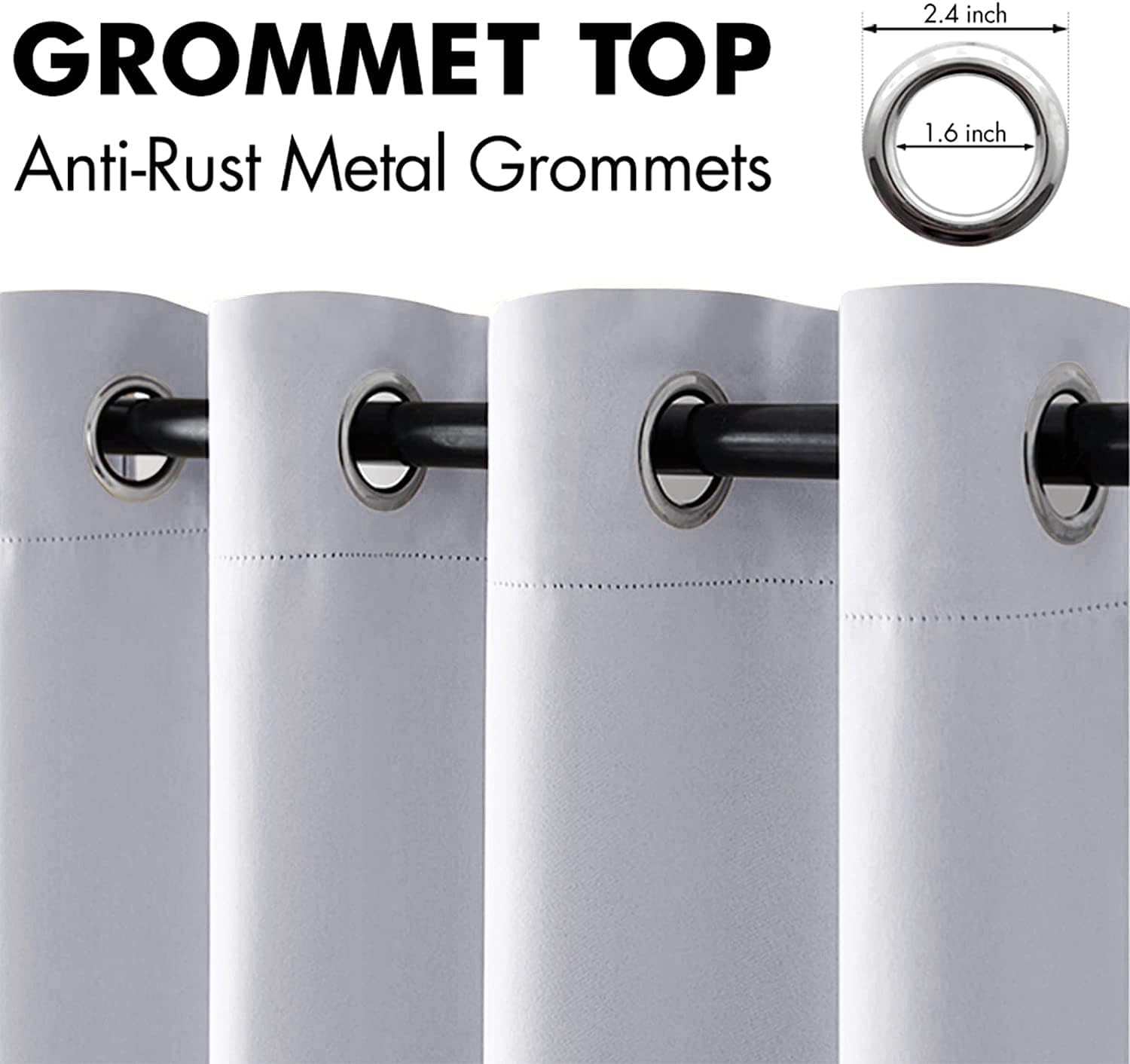 MIULEE Blackout Door Curtain Set of 2, 34 x 80 Inch Greyish White Thermal Insulated Room Divider Drapes with Grommet Top for Privacy Cover, Living Room, Bedroom, Closet & Temporary Doorway