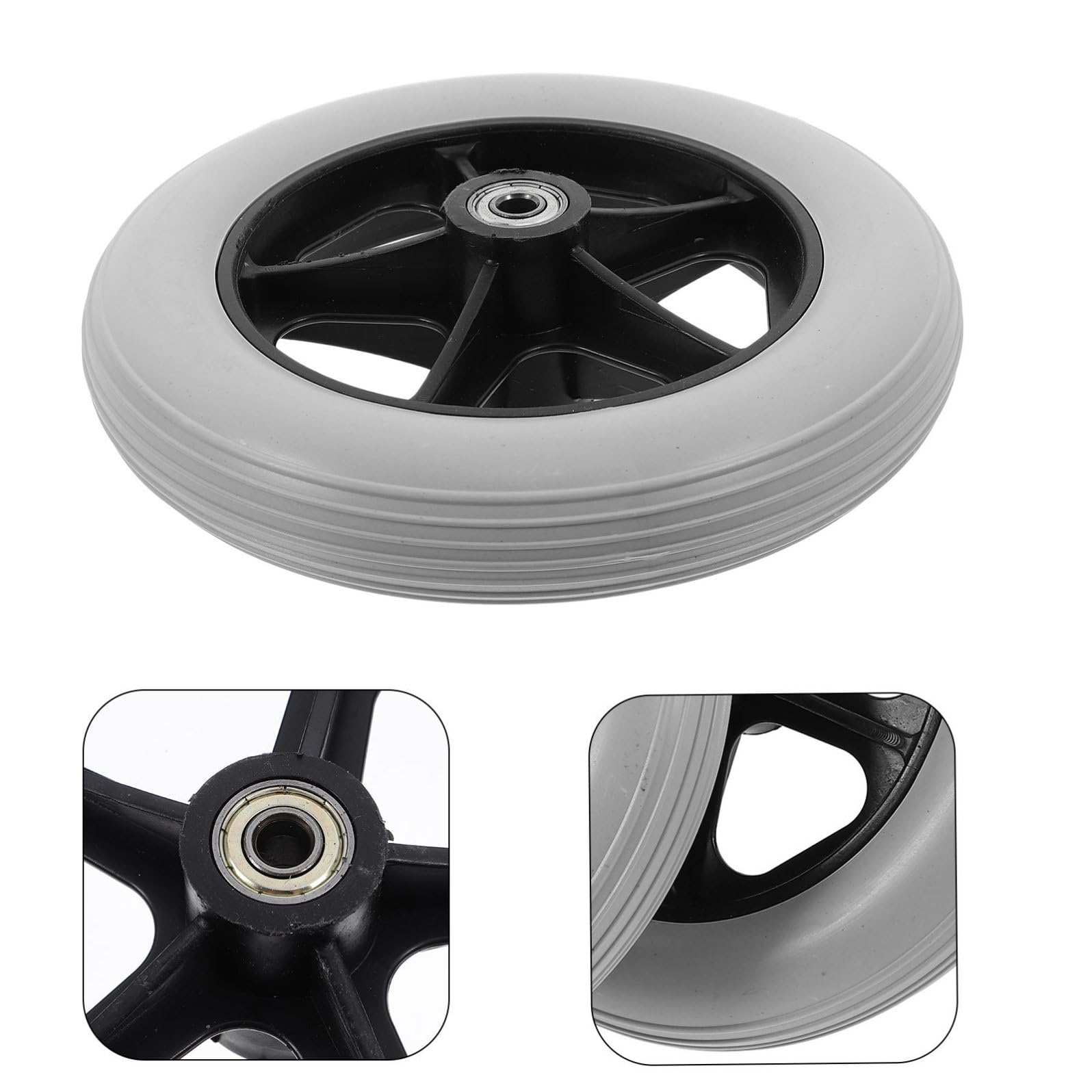 Ruote di Ricambio Pneumatici Antiusura 2 Pezzi per Carrozzina Anteriore in Plastica Aforo da 8mm, Facili da Installare per Carrelli e Trolley
