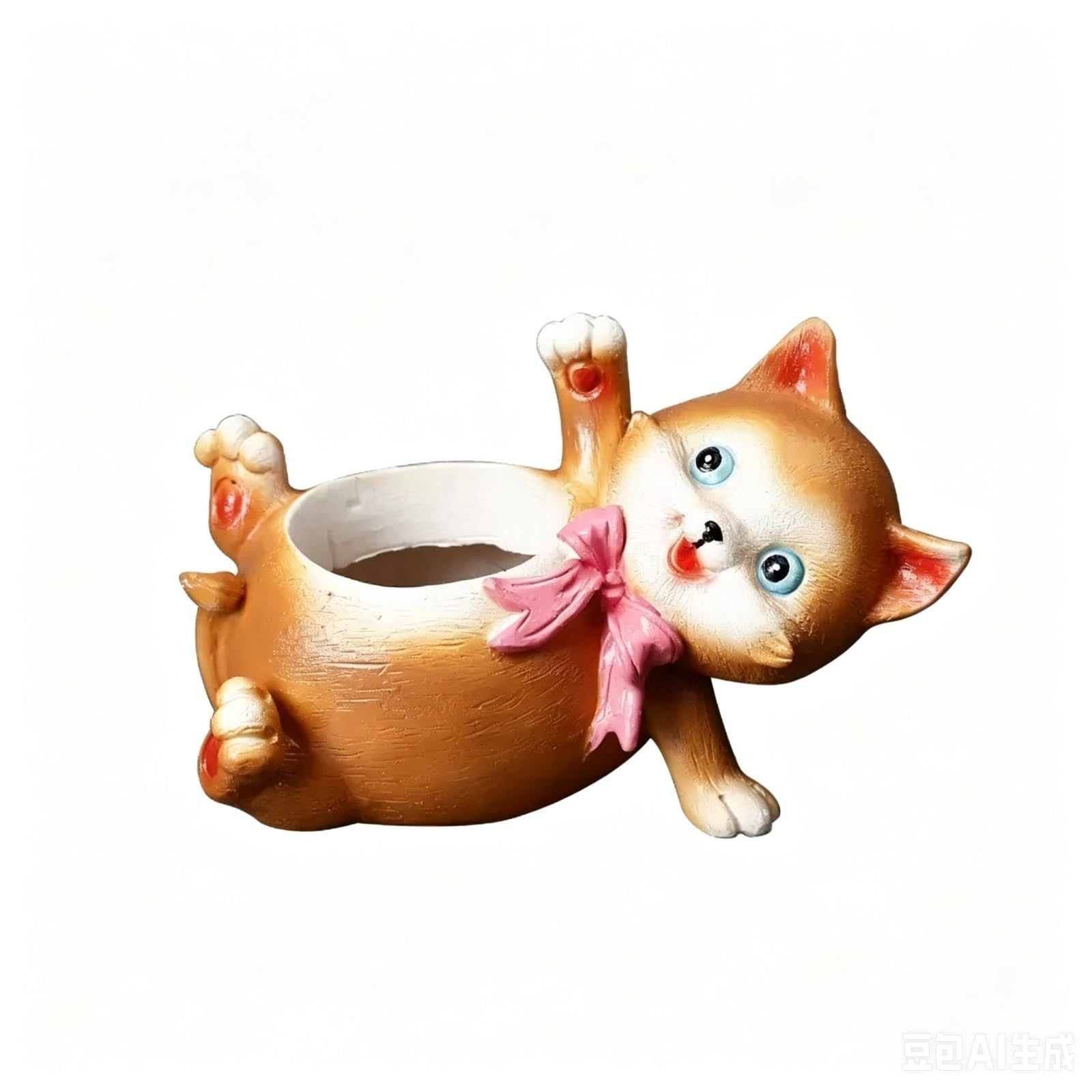 Uway modern Creative Resin Cat Mini Flowerpot Planter Ceramic Soil Cactus Container For Succulent Plants for garden(B)