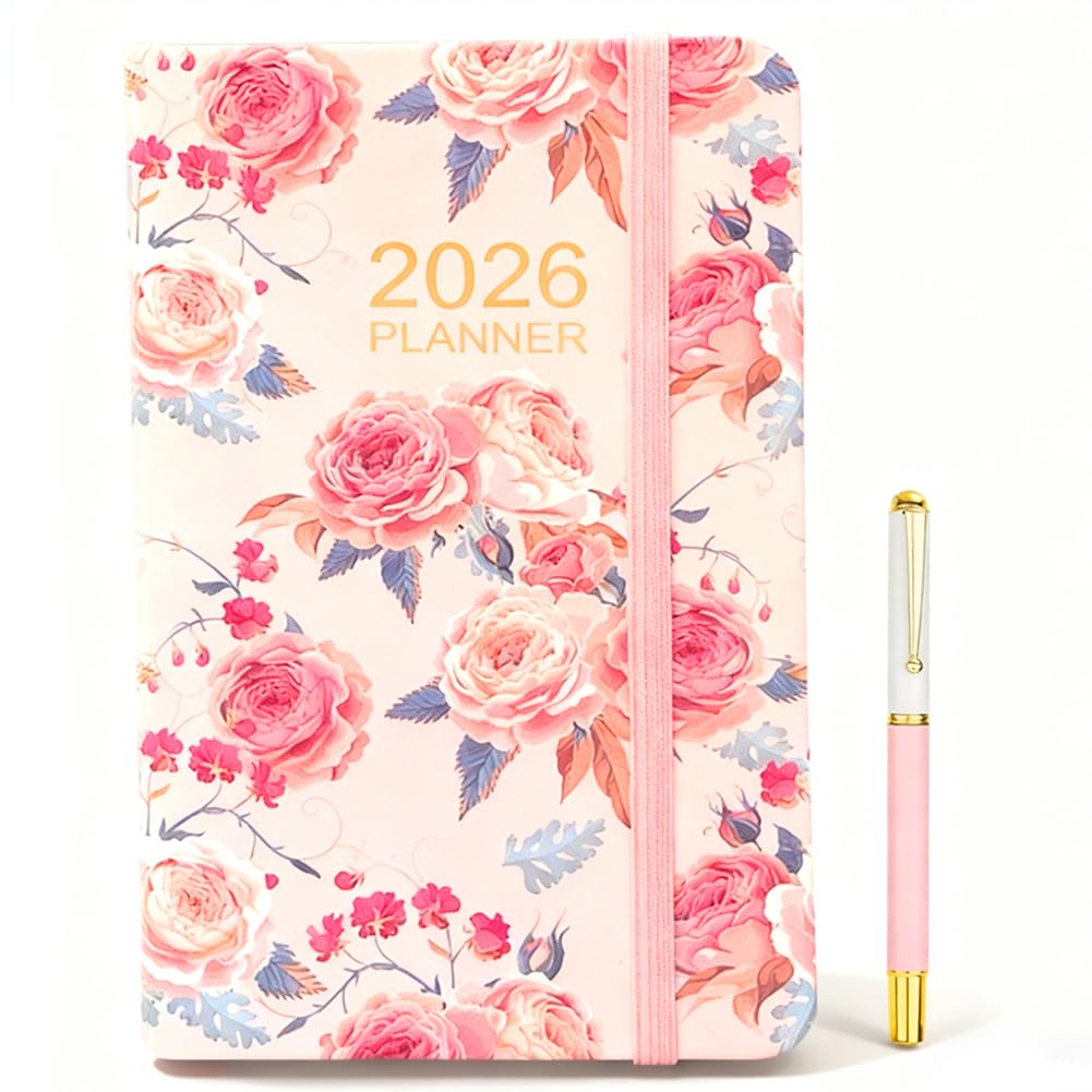 Pocket Diary 2026 - Weekly & Monthly 2026 Diary Give a Pen As a Gift, Diary a6 Week to View from January 2026 to December 2026, Bonus Note Pages and Inner Pocket 16×10 cm