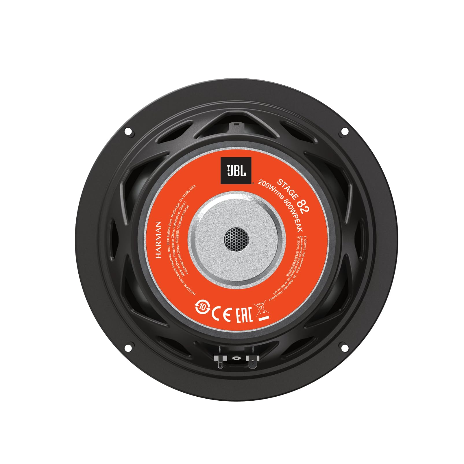 JBL Stage 82 subwoofer pasivo Coche 200 mm (8”), 200W RMS y 800W MAX, 4 Ohmios, 88 dB, Respuesta de frecuencia 38–200 Hz, Bobina de 1.5”, Profundidad Montaje 10.2 mm, Graves potentes y nítidos