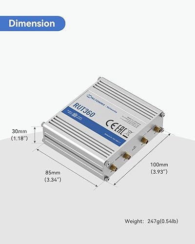 Miniatura 8 de Teltonika RUT360100100 - Router celular industrial 4G LTE Cat6, enrutador Wi-Fi 4G LTE con DIDO, VPN avanzada, certificado por VerizonAT&TT-Mobile