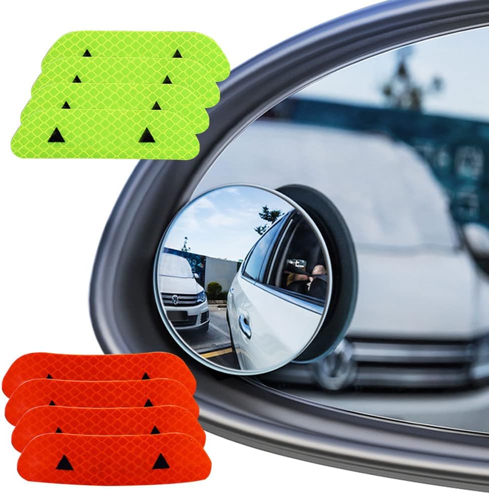 Senvenblind spot mirror (4 packs). Reflective sticker (8 packs). Rimless Hd glass wide angle swivel adjustable 360 °. Hd universal rear-view mirror, convex mirror，12 packs.