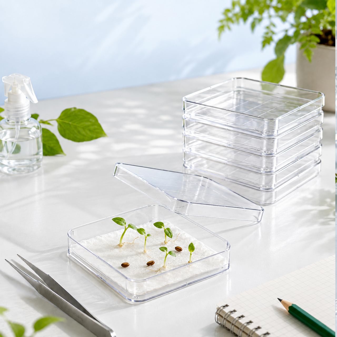 Cabilock Lot de 10 boîtes de Pétri transparentes avec couvercle Plats de culture pour laboratoire recherche végétale microbiologie projets scientifiques