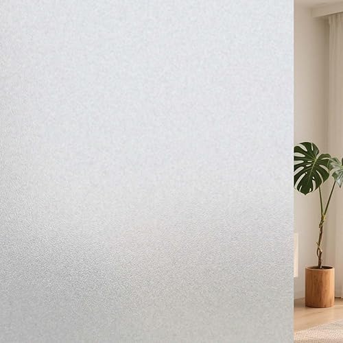 Frosted Window Film, Removable Glass Door Privacy Film, Suitable for Bathrooms, Offices, Static Cling Decorative Film, Reusable Window Stickers (Pure, 45.2X196.9 Inch)