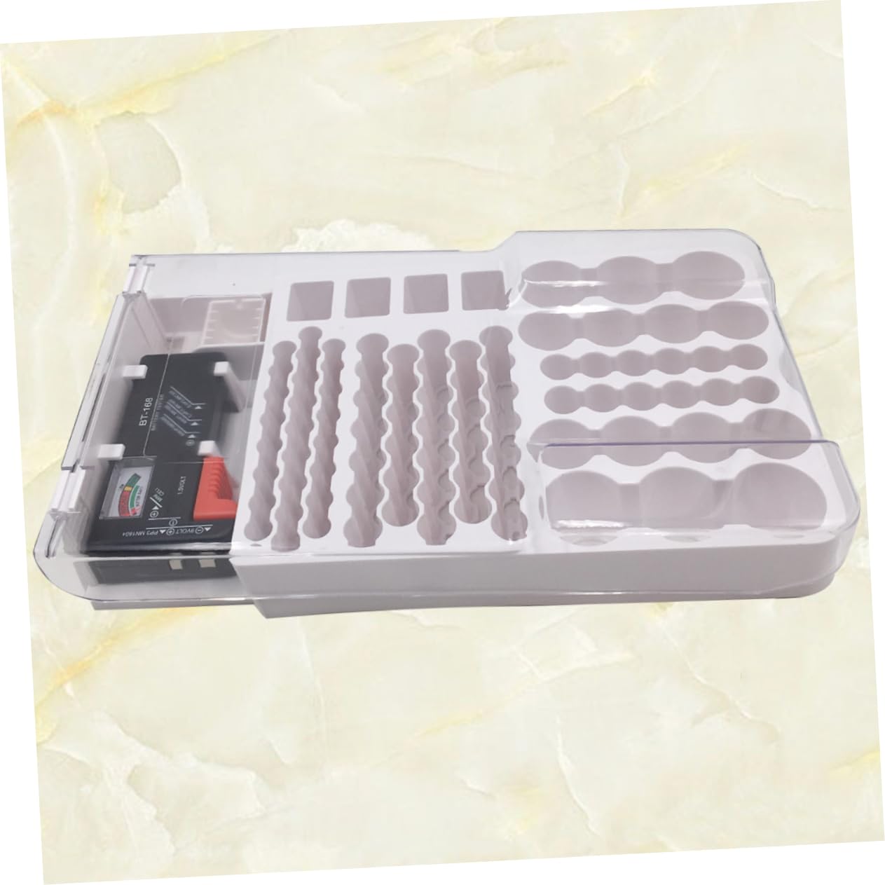BESTonZON 1pezzi Tester Di Capacità Della Batteria Portatile Custodia Di Immagazzinaggio Per Batterie Organizzatore Di Immagazzinaggio Per Batterie Supporto Di Per Supporto Per Tester