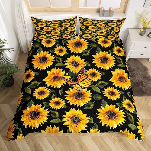 Feelyou Girls Sunflower Duvet Cover Set Full Size
