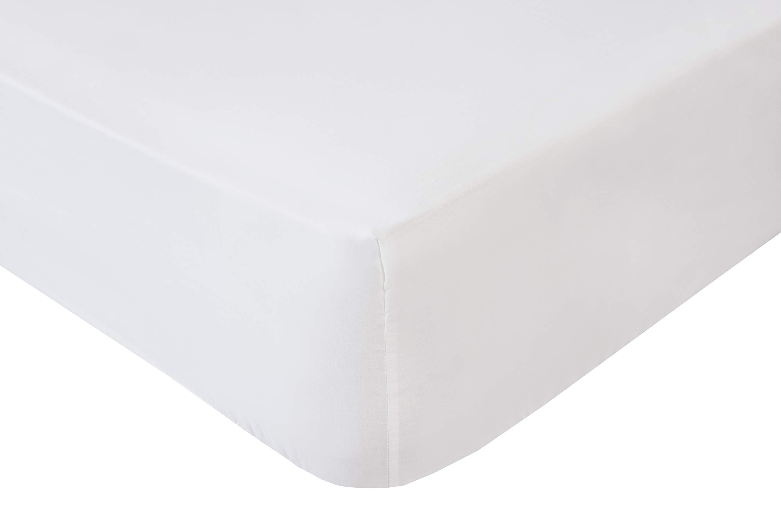 Hamilton McBride 68 Pick Polycotton White Super-King Size Fitted Sheet (Pillowcases Sold Separately)
