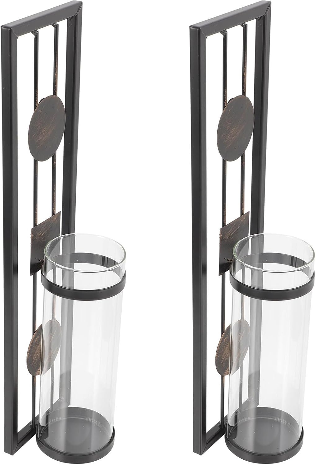 Sosoport 2pcs Wall Mounted Iron Art Candlestick Holders Decorative Candle Display for Living Bedroom Office Home Decor