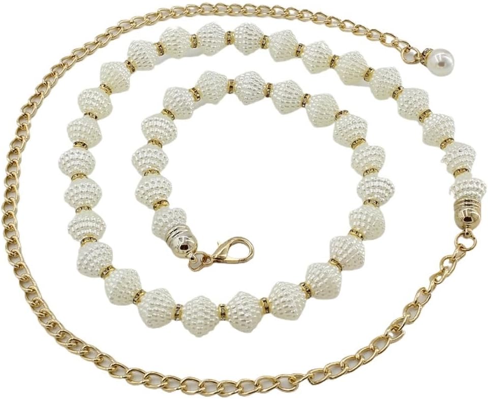 Women's Sweet Pearl Inlaid Waist Chain Dress Hook Decoration Thin Belt Women