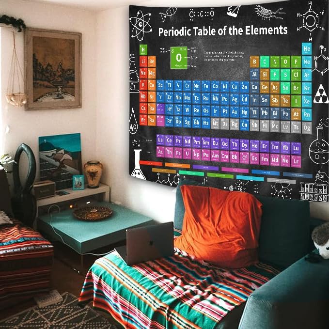 Miniatura 3 de JAWO Tapiz de química científica, tabla periódica de los elementos, 36 x 26 pulgadas, dormitorio, aula, sala de estar, dormitorio