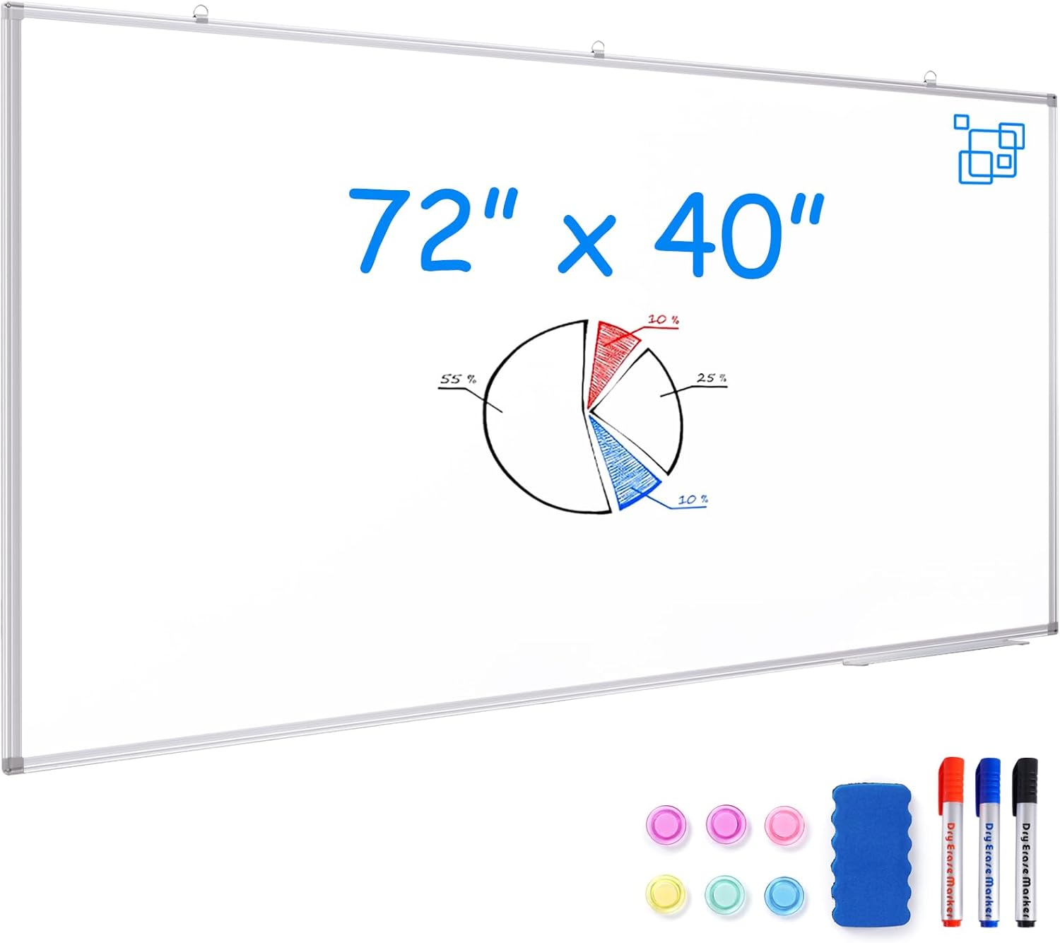Dry Erase Board 72 x 40 Inch, Large Magnetic White Board for Wall, Maxtek Aluminum Frame Erase Board Presentation Wall-Mounted Marker Board with a Long Pen Tray for Classroom, Office & Home