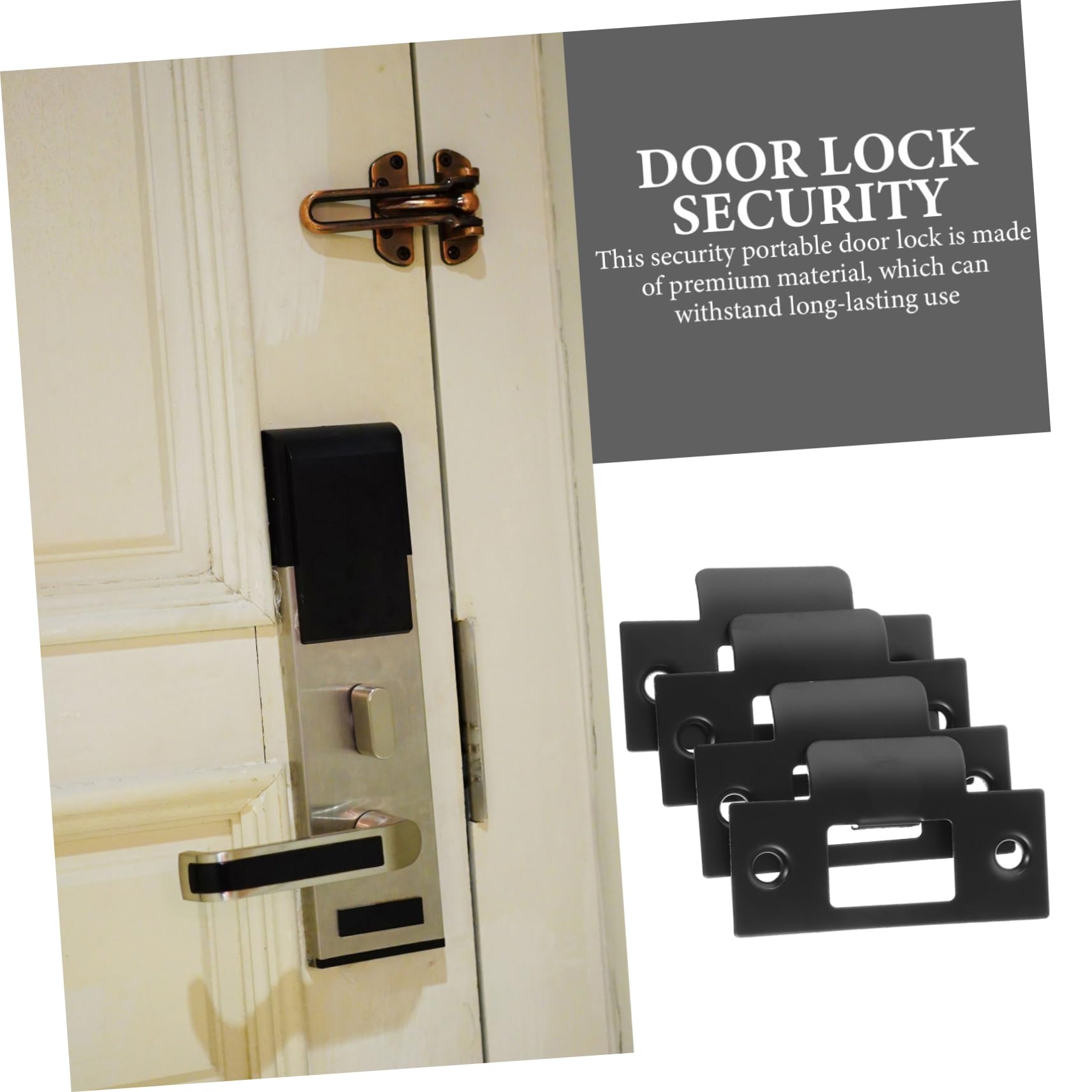 VILLCASE 5 Ensembles Plaque De Renforcement De Porte Inoxydable Lot De Gâches De Pêne Pour Sécuriser Vos Portes Plaques De Renforcement Durables 4 Pièces * 5