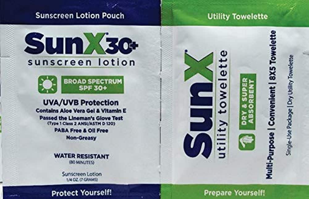 CoreTeX 91660 SunX Towelette and Sunscreen Lotion Dual Pack Standard Green Blue White Pack of 500