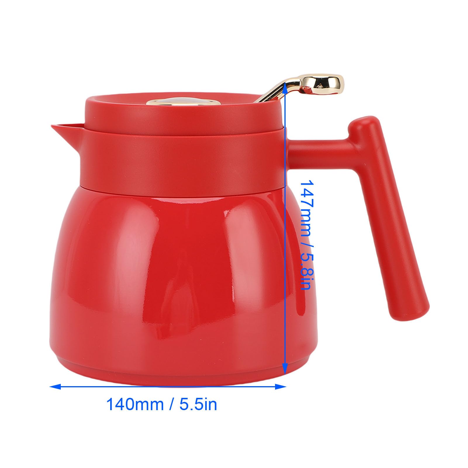 Luocute Termiczny Dzbanek do Herbaty, Izolowany Dzbanek do Kawy ze Stali Nierdzewnej o Pojemności 880 Ml z Mechanicznym Wyświetlaczem Temperatury, Odkurzacz z podwójną ścianką Kawy, (czerwony)
