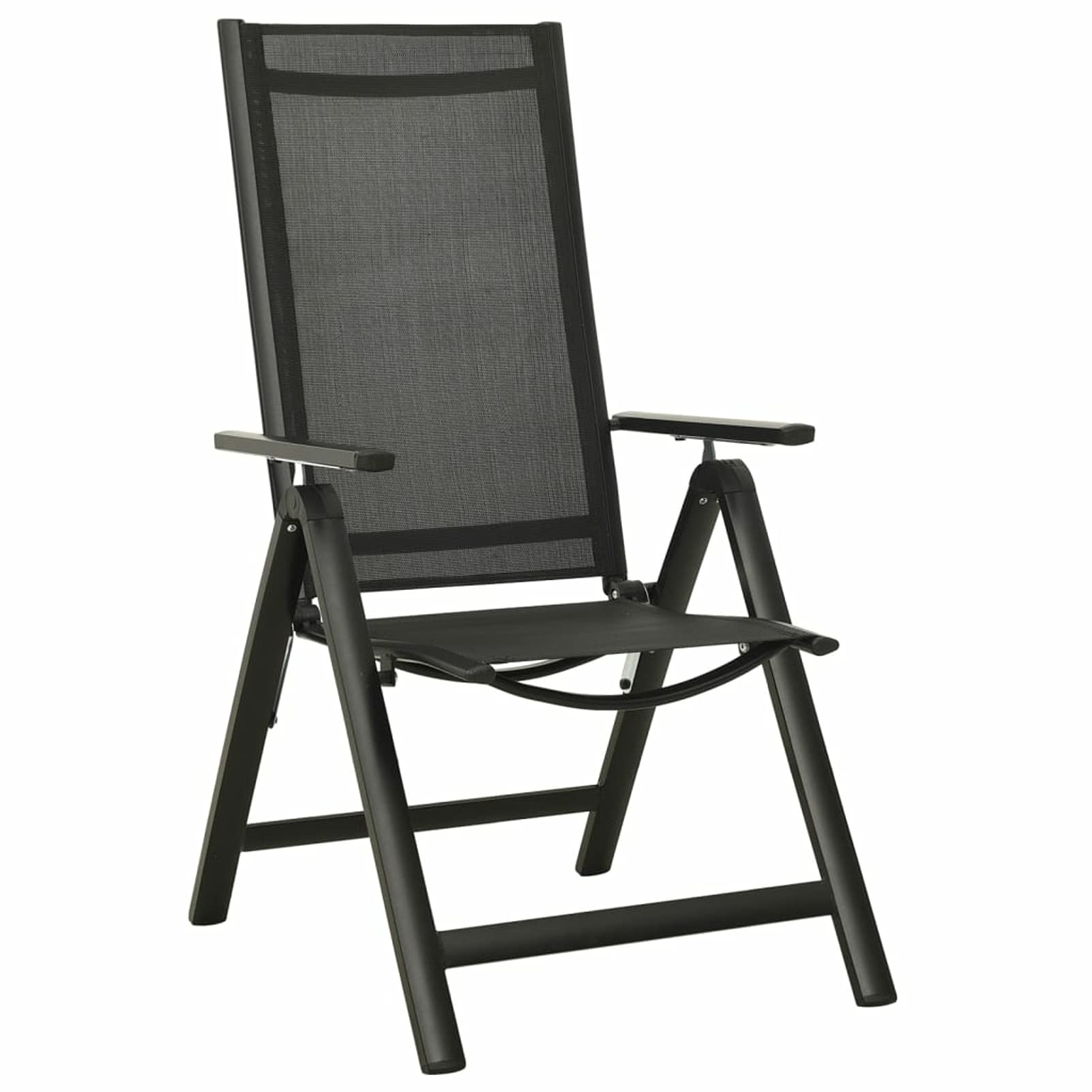 Klappbare Gartenstühle 2 STK. Textilene und Aluminium Schwarz TerrassenstüHle Gartenstuhl Klappbar