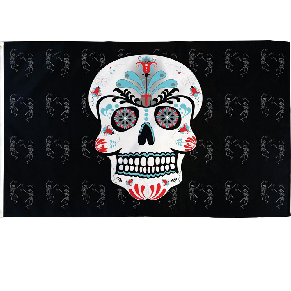 FlagsImp Pirate Sugar Skull Flag 3x5ft Poly