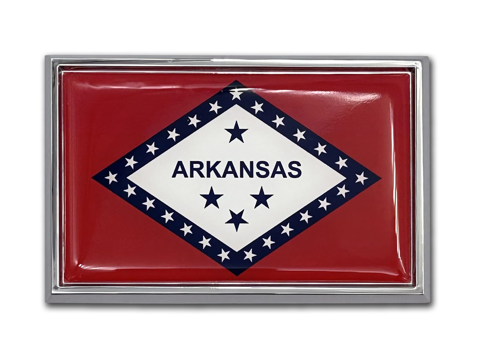 Elektroplate Premium Arkansas AR State Flag All Metal Chrome Emblem for Cars, Trucks, and All Auto | Universal Fit at 2.5