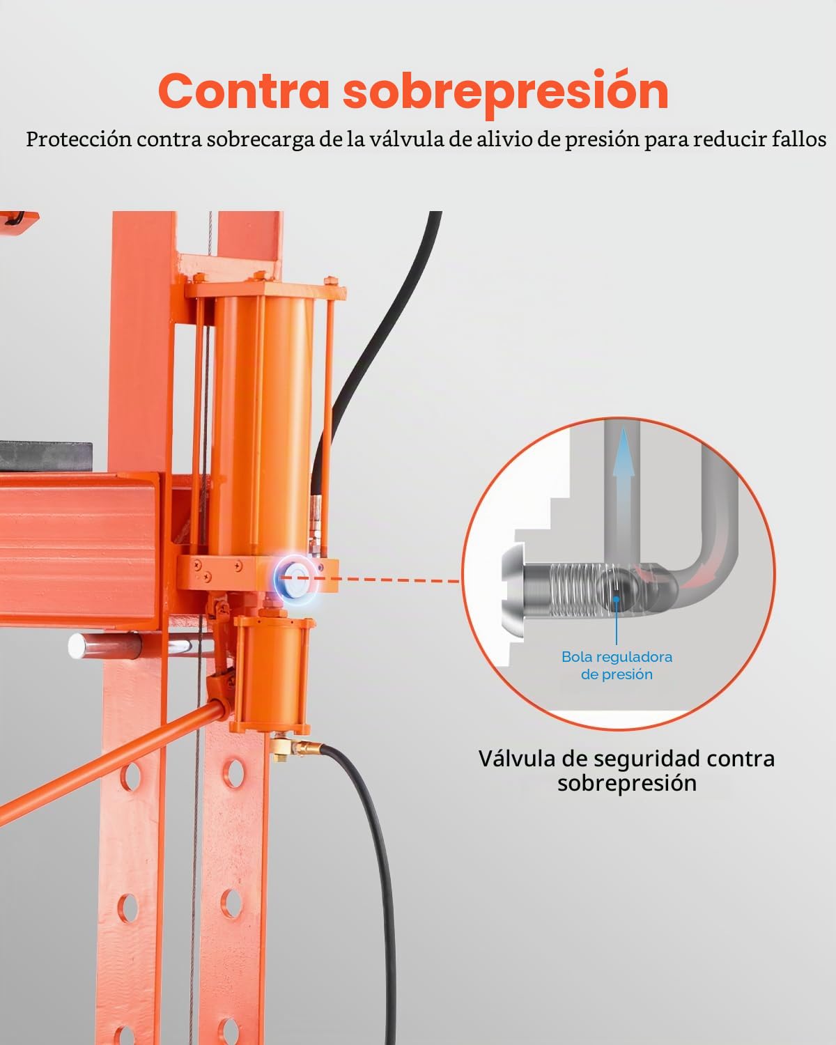VEVOR Prensa Hidráulica de Taller, con Marco en H de 50 T con Placa de Prensa y Soporte Triangular, para Piso de Garaje Estable con Válvula Alivio, Apta para Doblar y Enderezar, 1380 x 800 x 1735 mm