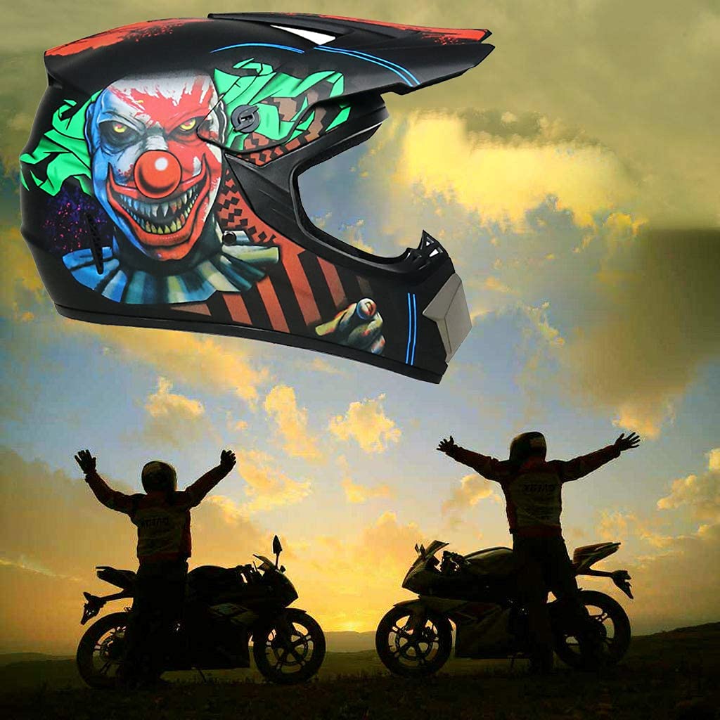 Cara Completa MTB Casco de Motocross, con Gafas Guantes Mascarilla, Juventud Niños BMX Moto ATV Scooter Casco, Doble Deporte Cuesta Abajo Quad Dirt Bike Enduro Chocar Casco