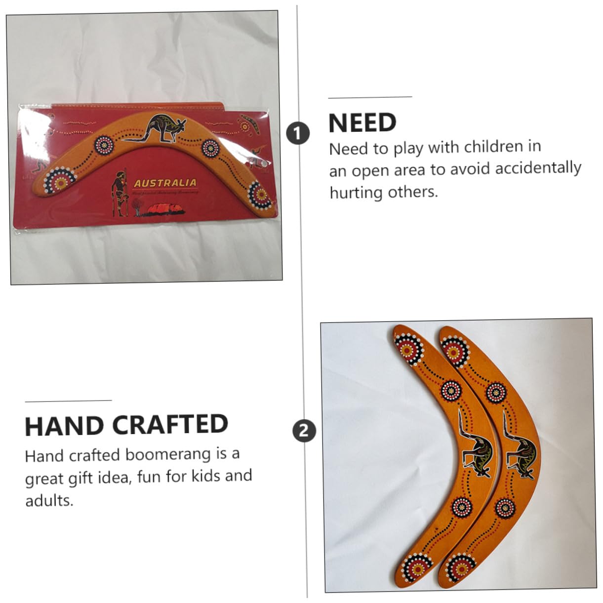 Boomerang de Madera en Forma de V 2 Piezas para Exteriores, Juguete Volador Adecuado para Niños y Adultos en Áreas Abiertas y Césped Grande