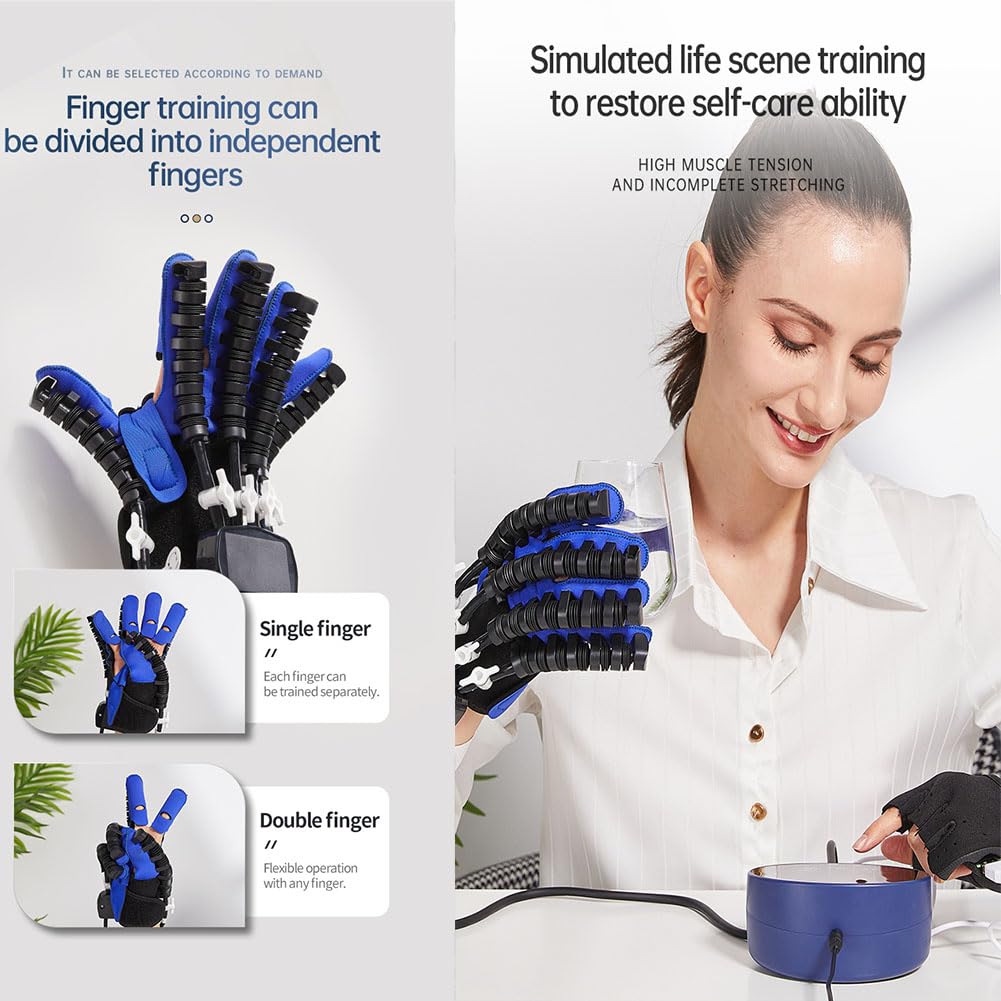 Guanto Robotico per Riabilitazione Mano -con Tecnologia a Specchio per Recupero Funzionale,Pressoterapia Dita,Dispositivo per Fisioterapia della Mano e delle Dita(Size:L,Color:Mano Sinistra)