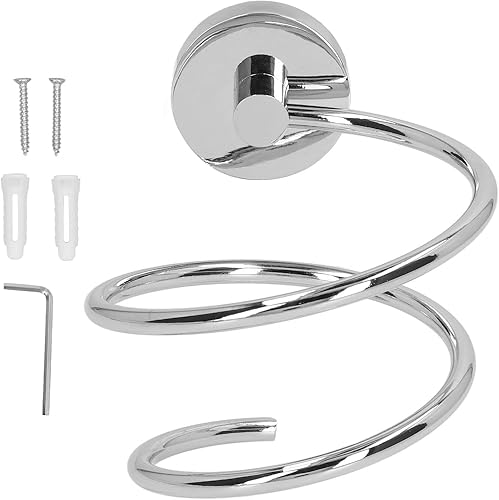 Miniatura 6 de VTOSEN Soporte para secador de pelo de acero inoxidable 304, organizador de herramientas para el cabello de montaje en pared para baño, soporte para