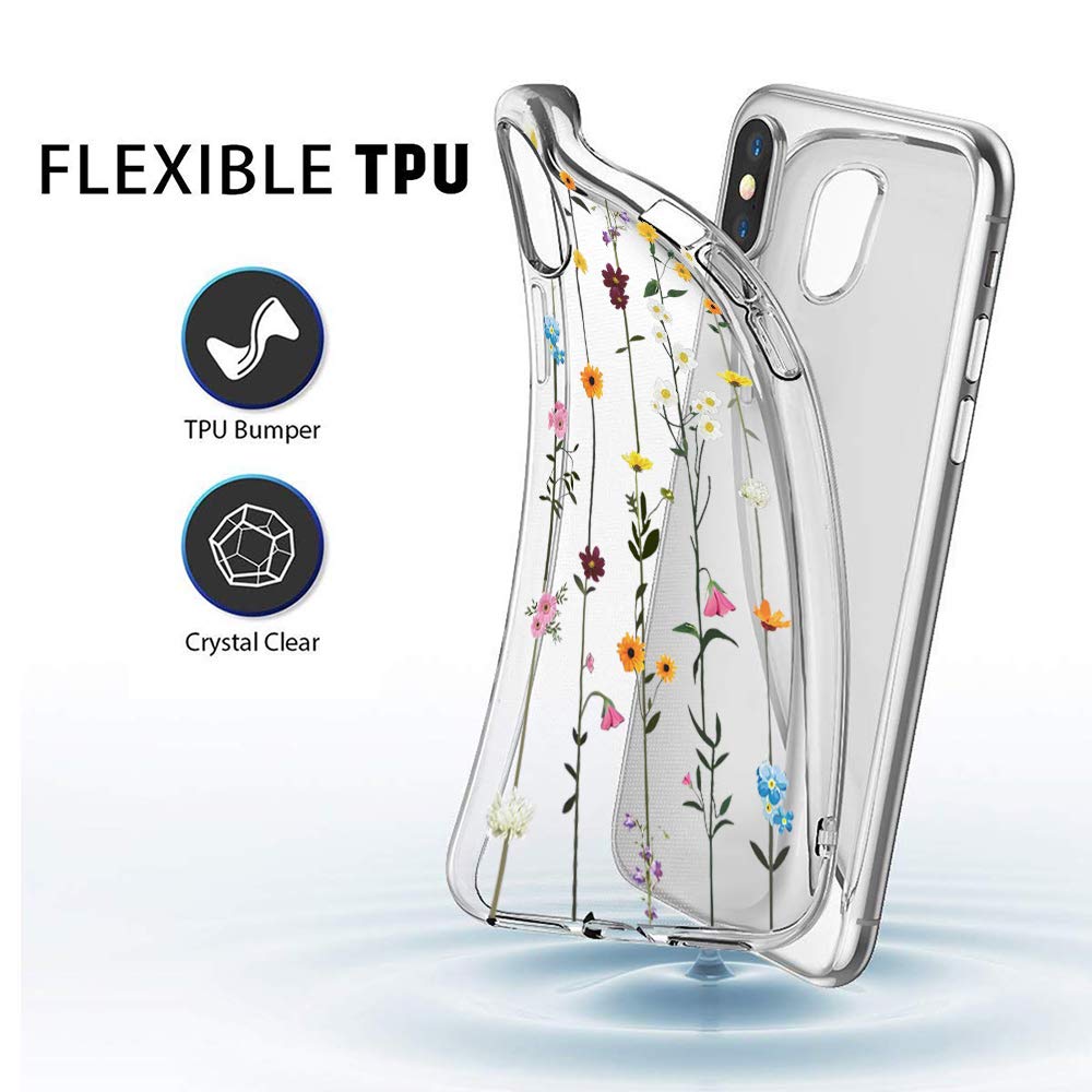 QLTYPRI Custodia per iPhone XS Max Cover, iPhone XS Max Custodia Trasparente per Ragazze Donne, Silicone Morbido TPU Bordi Curvi Ondulati Antiurto Protettiva Case - Bianco