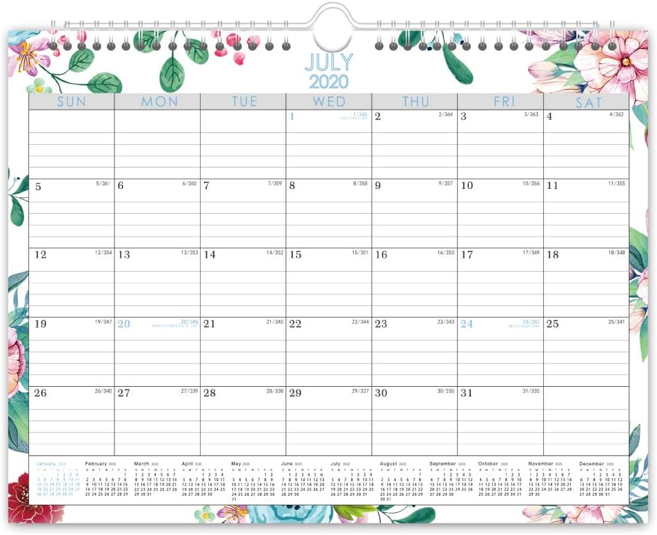 Wall Calendar Day Designer 2020-2021,Monthly and Yearly Running with Twin Wire Binding,15" x 11"