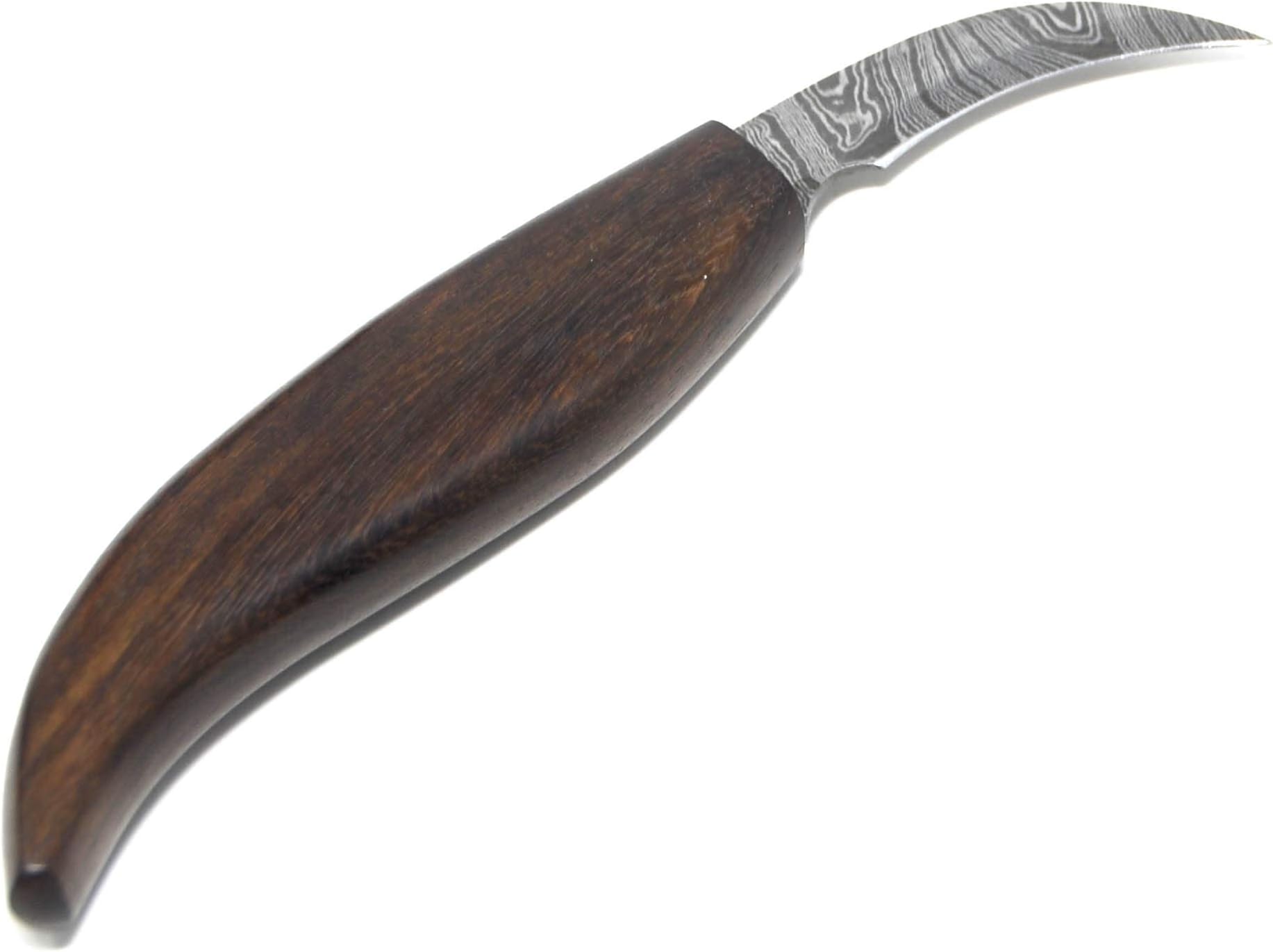 ShowJade Damascus Steel 1095/15n20 Detail Wood Carving Knife with Walnut Handle Wood Carver Small Knife