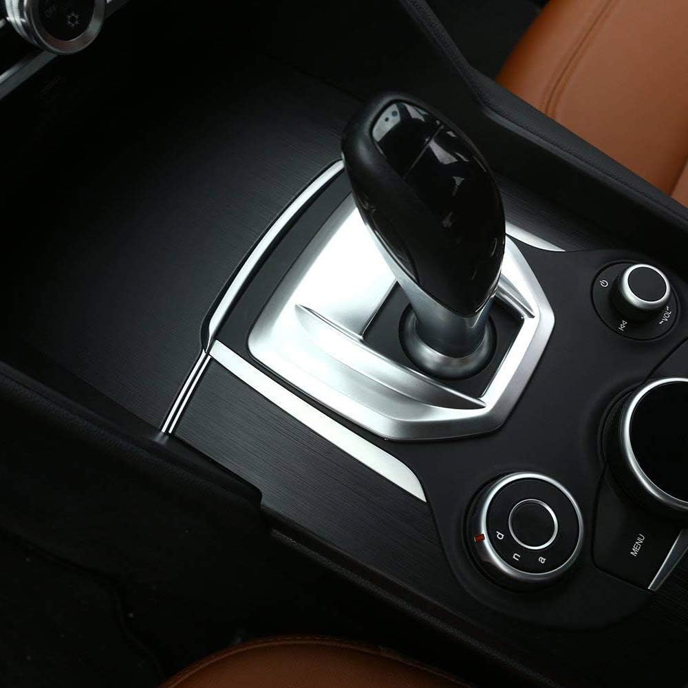 ABS Plastic Center Console Gear Shift Panel Cover Trim Accessories Matte Silver for Alfa Romeo Giulia 2017 2018, for Stelvio 2017 2018