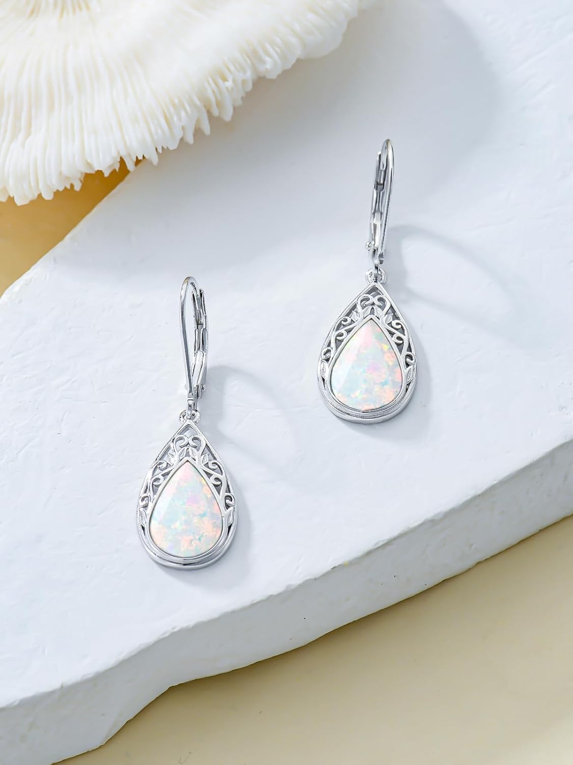 Teardrop Filigree Earrings for Women 925 Sterling Silver Teardrop Gemstone Dangle Earrings Fine Jewelry Gifts for Women Wife Mom - Image 4
