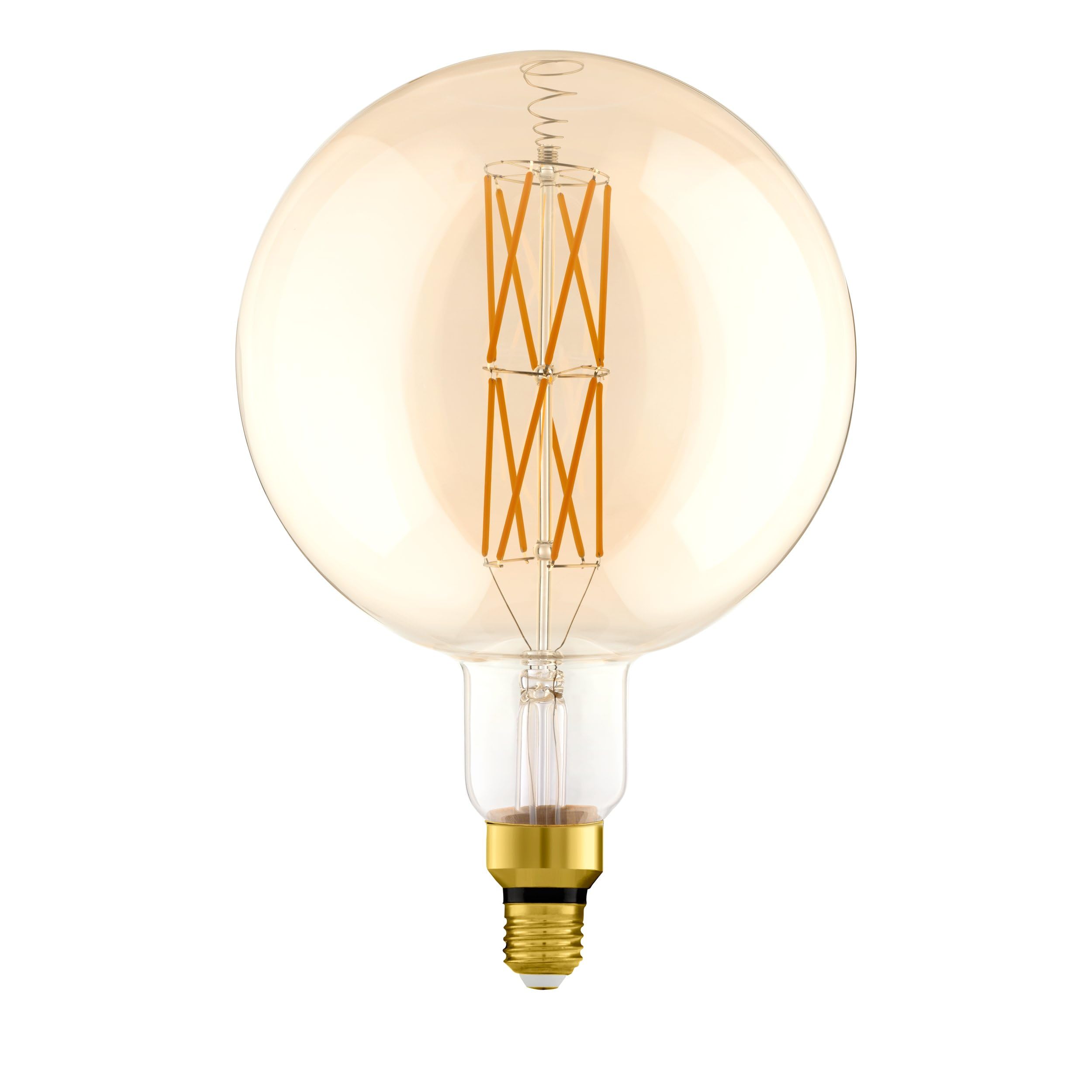 Eglo LED E27 dimmerabile, lampadina vintage ambra di grandi | dimensioni, globo di luce retrò, 8 Watt (equivalente a 60 Watt), 806 Lumen, illuminante bianco caldo, 2100k, G200, Ø 20 cm