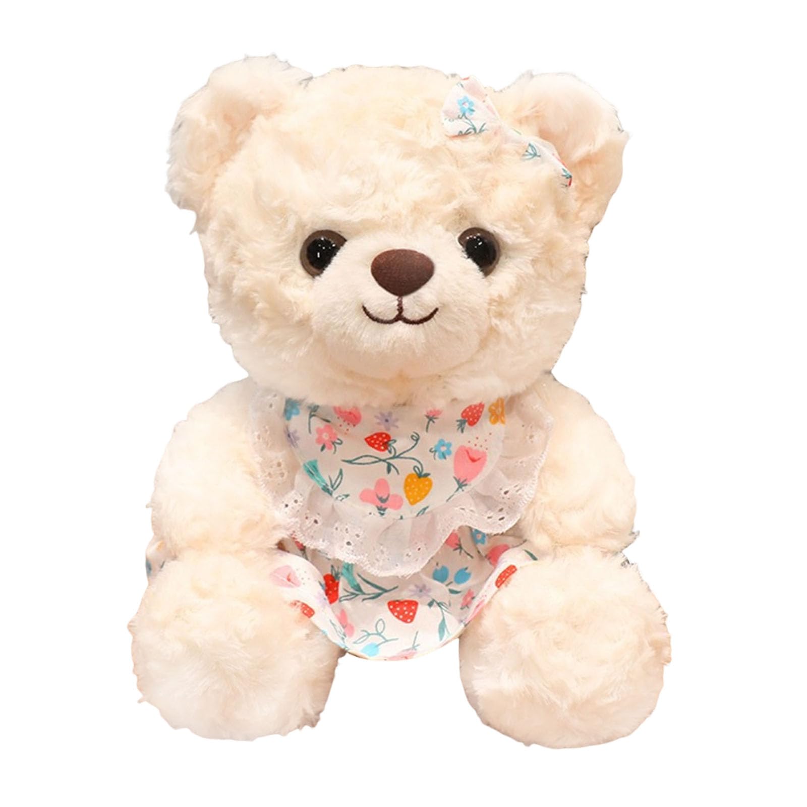 JORCEDI Cute Teddy Bear Stuffed Animal, Soft Fluffy Plush Bear, Great for Nursery Decor & Gifting. (white-B,21CM)