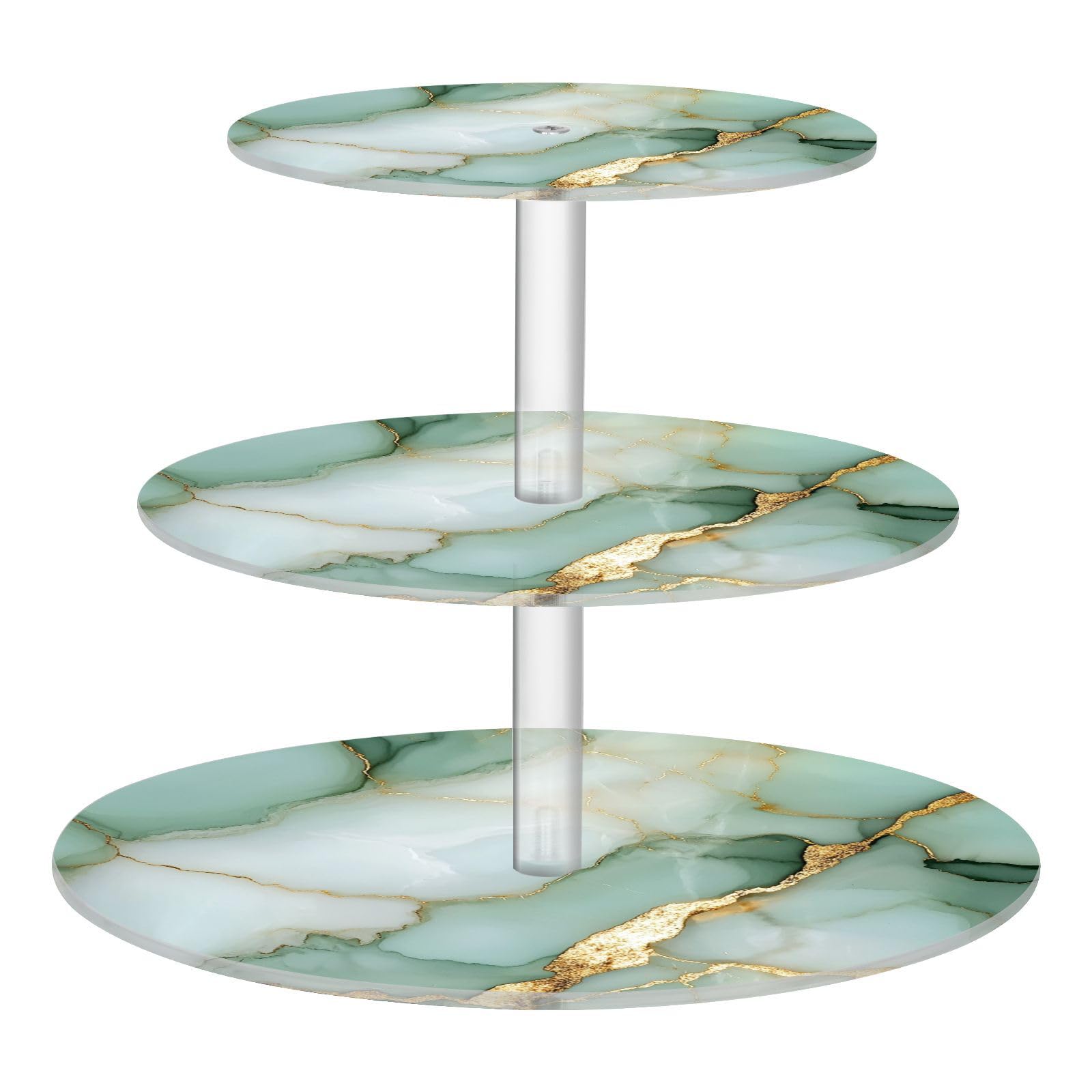 Zathe Marble Sage Green White Acrylic Tray Spill-Proof Three-Layer Display Trays Store Sundries In The Entrance Hall