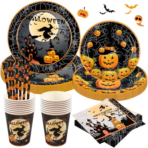 AKONE Halloween Party Partygeschirr Set, Halloween Geschirr, Halloween...