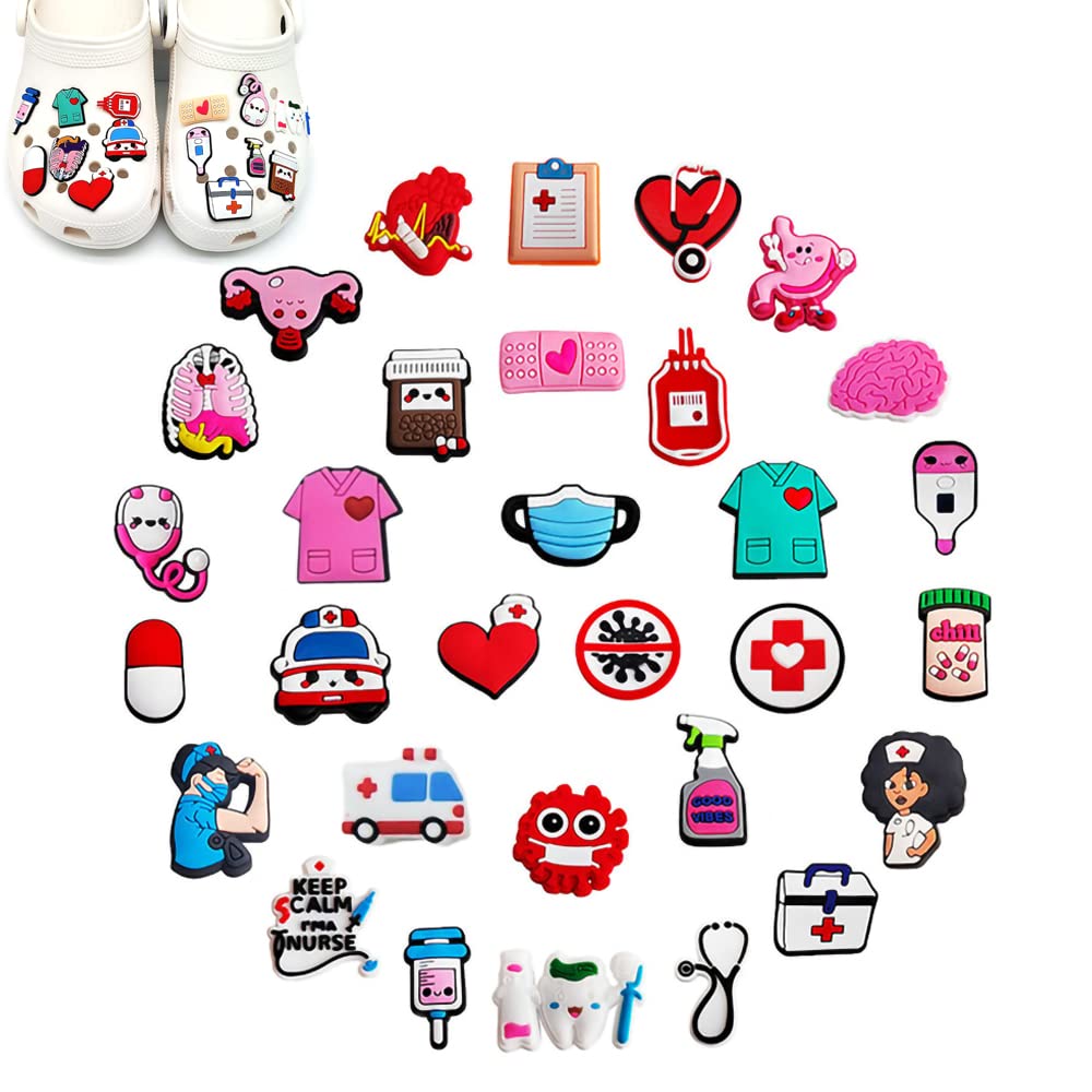 Azwood Croc Charms Set, PVC Schuhe Medizinische Kombination Dekorationen, Kinder Schuh Charms, Langlebiges Schuhzubehör für Crocs, DIY Knöpfe, Schuhabzeichen für Kinder, Frauen und Männer