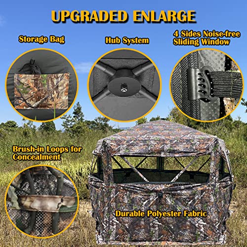 Upgraded 3-4 Person 288 Degree See Through Ground Camouflage Portable Hunting Blind - Image 4