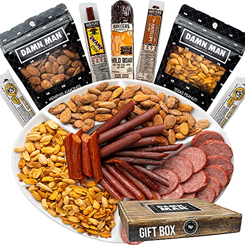 16. Jerky, Sausage and Nuts Gift Basket - Exotic Jerky Snack Sticks