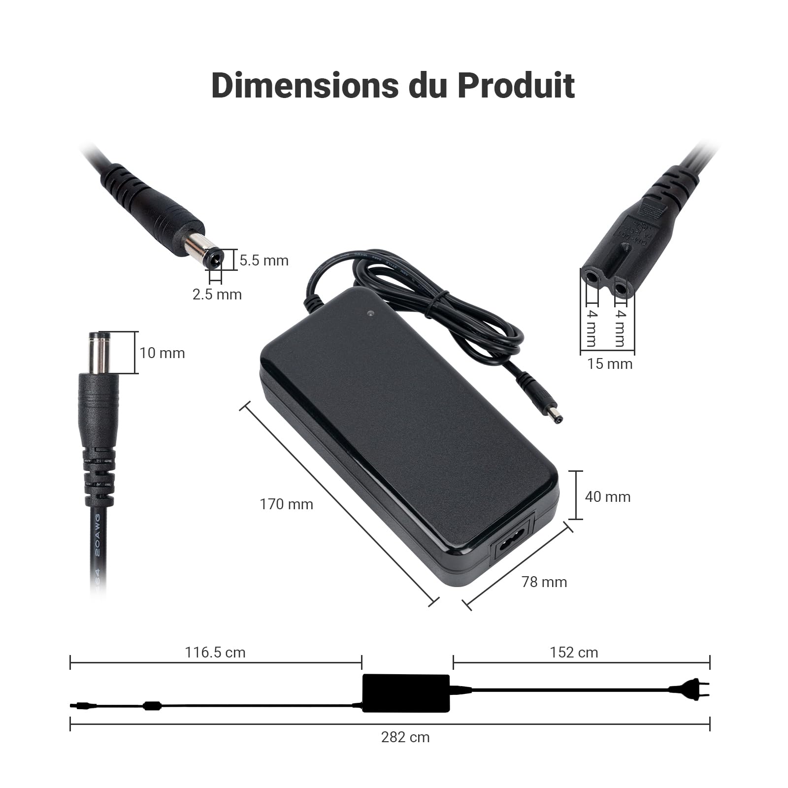 Fosi Audio 48V 5A Alimentation Adaptateur pour Home Audio Bluetooth Récepteur Stéréo Amplificateur Mini Hi-FI Classe D Amplificateur Intégré