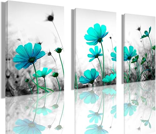 Lienzo decorativo de pared con diseño de flores, enmarcados en blanco y negro, impresiones florales y pósteres para colgar en la pared, listos para